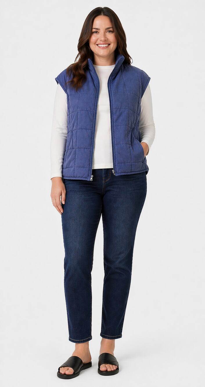 Chic Soul Harvest Haven Vest Blue Womens Size 1XL New Zip Up Chicsoul